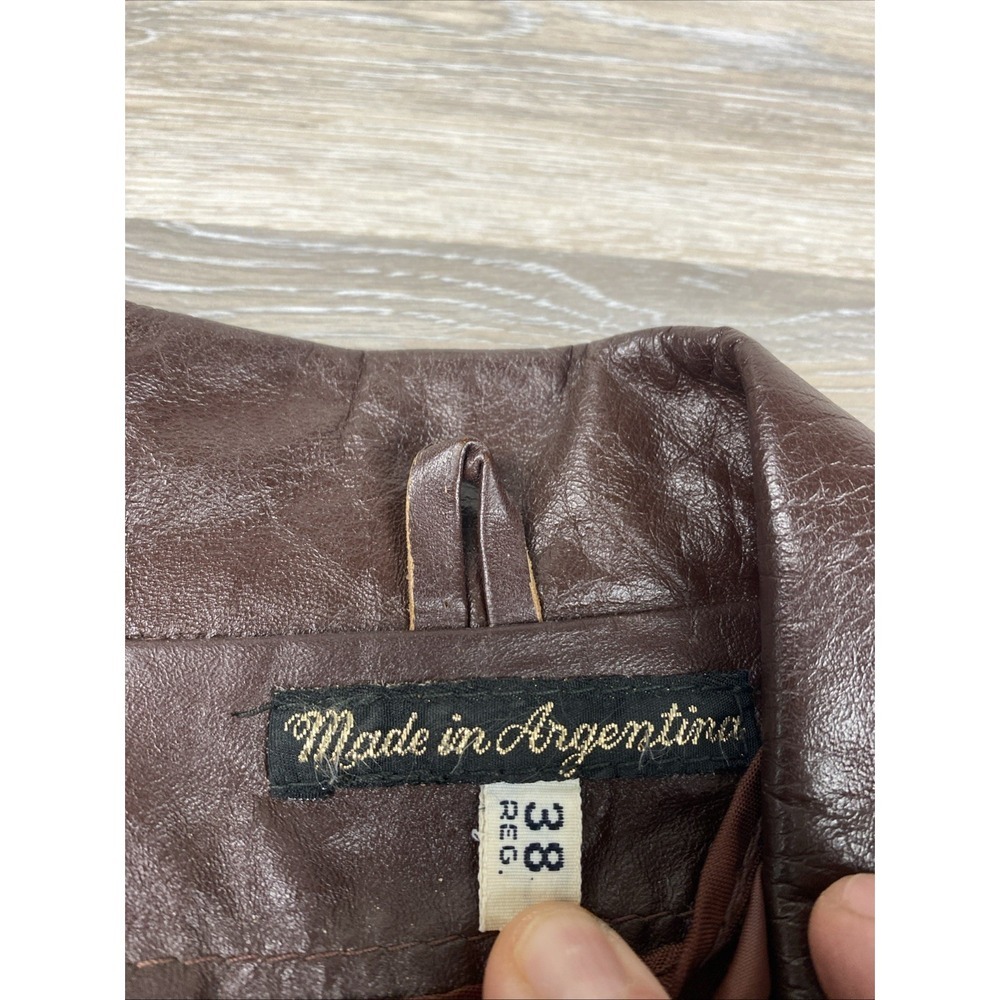 VTG Sears the Leather Shop Brown Leather Moto Jacket Sz 38 R - Picture 7 of 11